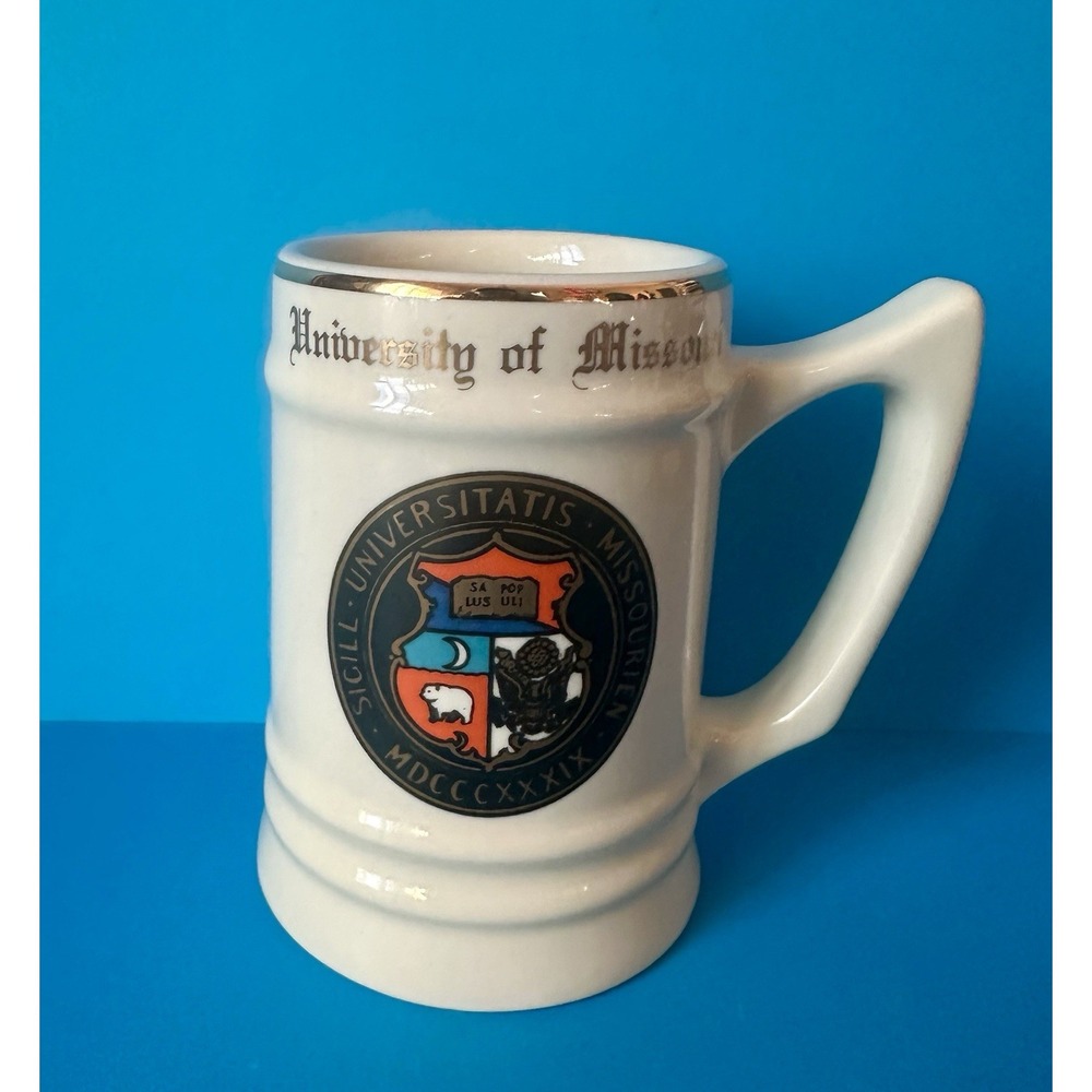Vintage University Of Missouri Stein Mug‎ Gold Trim Logo WC Bunting 5" NICE